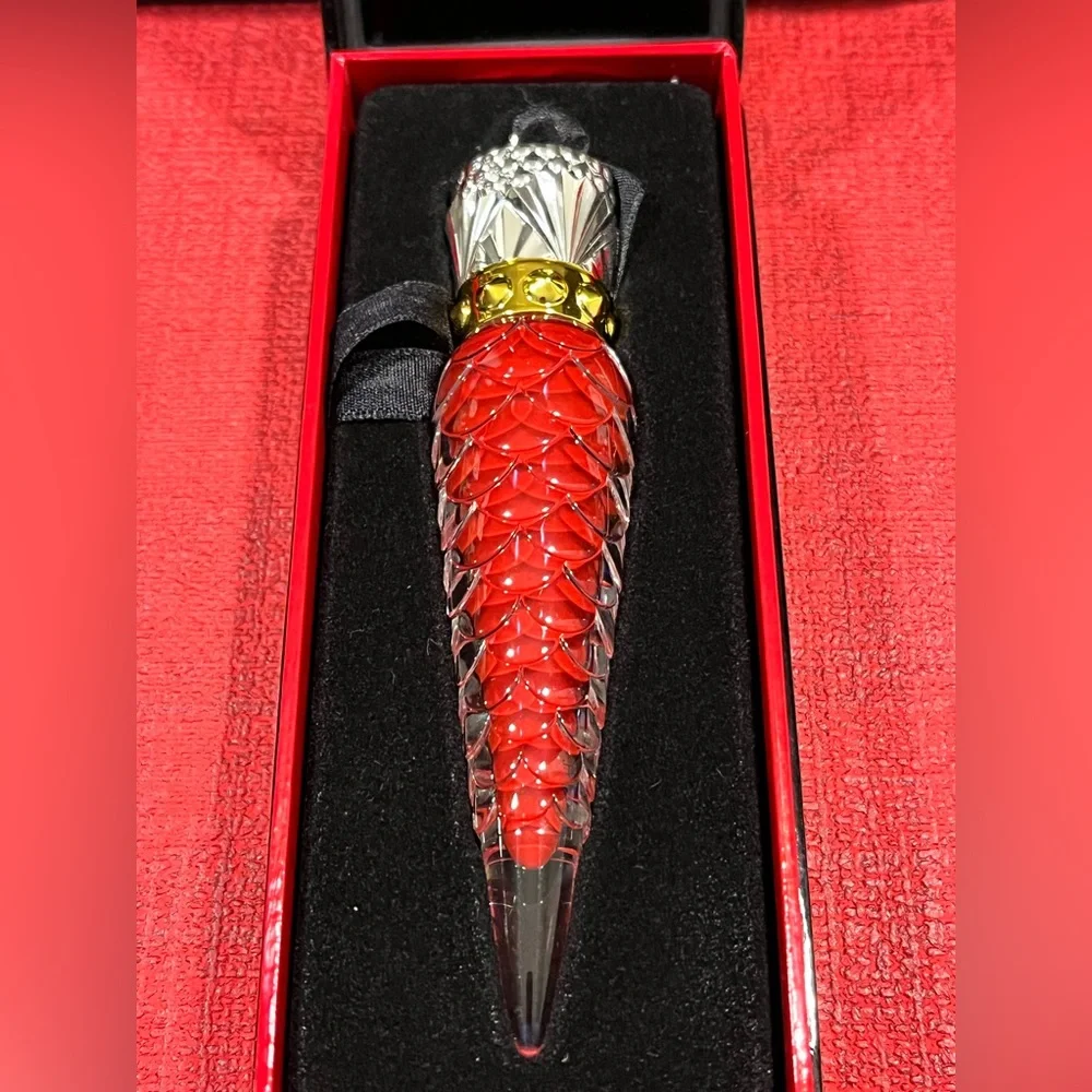 CHRISTIAN LOUBOUTIN AUTHENTIC ROUGE 001L RED LIP LACQUER & SILK CORD NECKLACE
